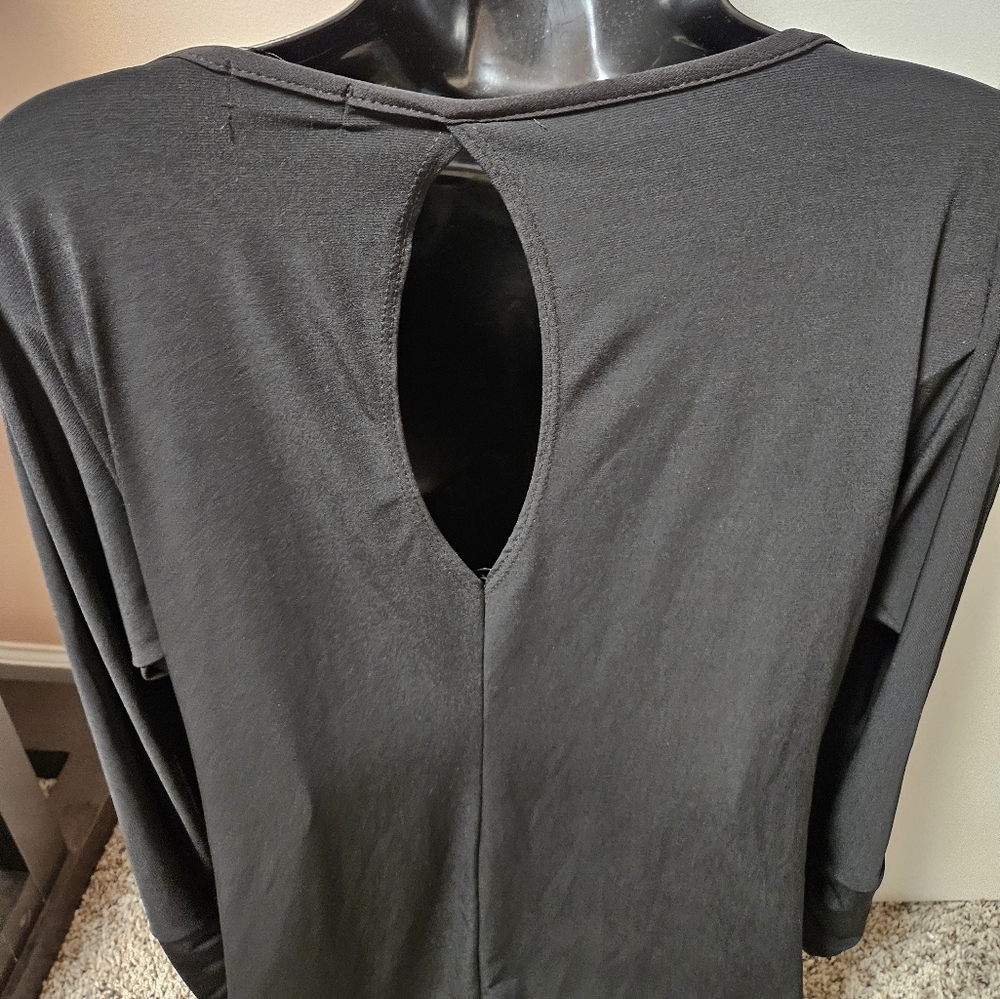 VENUSBlack Draped Asymmetrical Cowl Neck Top - Picture 11 of 13